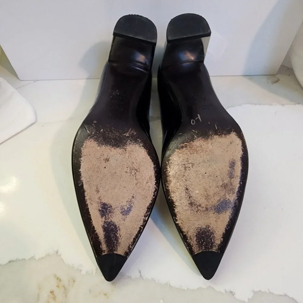 Stuart Weitzman Patent Leather W/Mirrored Clear Heel - Size 10 - Picture 9 of 10